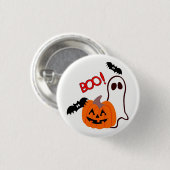 ハロウィーン幽霊とカボチャ 缶バッジ (正面&裏面)