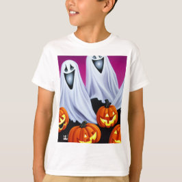 ハロウィーン幽霊とカボチャ Tシャツ