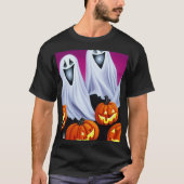 ハロウィーン幽霊とカボチャ Tシャツ (正面)