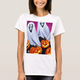 ハロウィーン幽霊とカボチャ Tシャツ