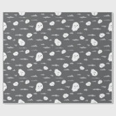 ハロウィーン幽霊とクラウドダークグレーラッピング紙 ラッピングペーパー (フラット)