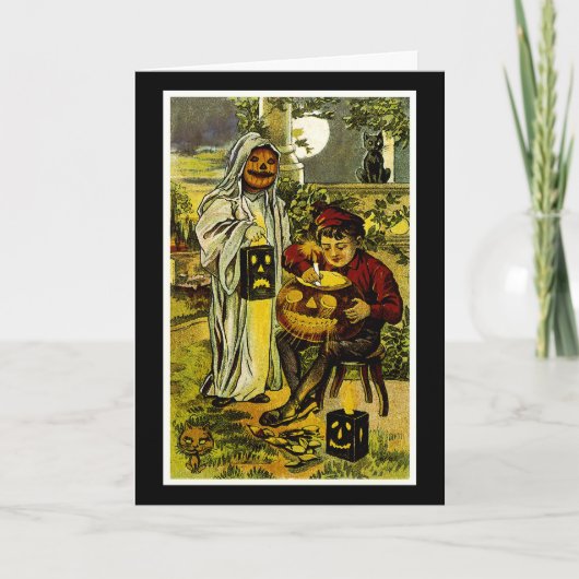 ハロウィーン幽霊とジャック・オ・ランタン カード (正面)