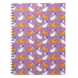 ハロウィーン幽霊とスイーツシームレスパターンクリッボ ノートブック