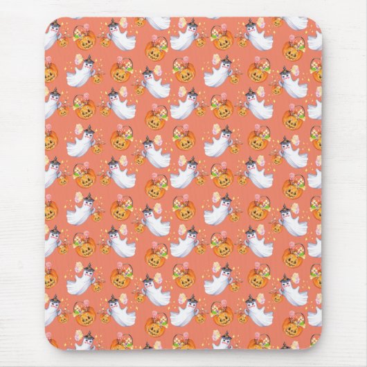 ハロウィーン幽霊とスイーツシームレスパターンタンクt マウスパッド (正面)