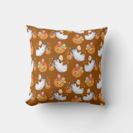 ハロウィーン幽霊とスイーツシームレスパターントートb クッション