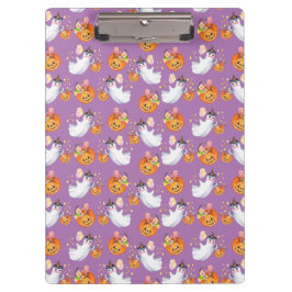 ハロウィーン幽霊とスイーツシームレスパターン クリップボード