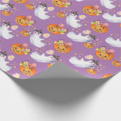 ハロウィーン幽霊とスイーツシームレスパターン ラッピングペーパー (角)