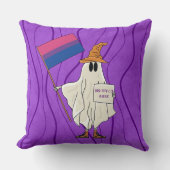 ハロウィーン幽霊とバイセクシャル国旗 クッション (正面)