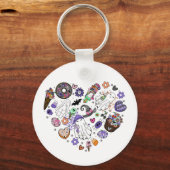 ハロウィーン幽霊とパンプキンクリップアートハートシェイプ キーホルダー (裏面)