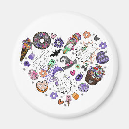 ハロウィーン幽霊とパンプキンクリップアートハートシェイプ マグネット