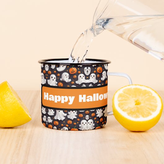 ハロウィーン幽霊とパンプキンコーヒーマグ マグカップ