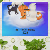 ハロウィーン幽霊と友人 キッチンタオル (折り畳み)