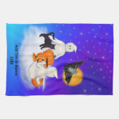 ハロウィーン幽霊と友人 キッチンタオル (横)