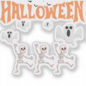 ハロウィーン幽霊と踊りスケルトン シール (正面)