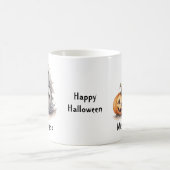 ハロウィーン幽霊とJack-o-Lanternパーソナライズ コーヒーマグカップ (中央)