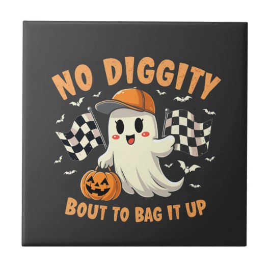 ハロウィーン幽霊にバッグするNo Digity タイル (正面)