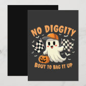 ハロウィーン幽霊にバッグするNo Digity 招待状 (正面/裏面)