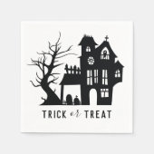 ハロウィーン幽霊のよく出るの不気味な家トリックまたは治療 スタンダードカクテルナプキン (正面)