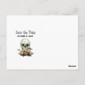 ハロウィーン幽霊のよく出るスケルトンの森Save the Date ポストカード (裏面)