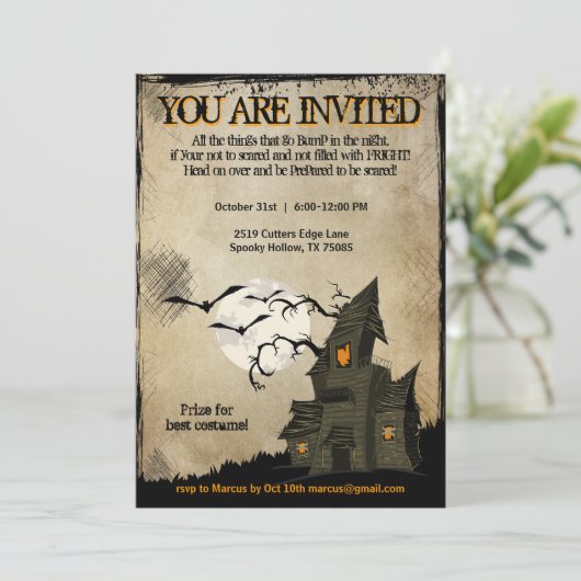 ハロウィーン幽霊のよく出るハウスパーティの招待状 招待状 (スタンド正面)