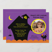 ハロウィーン幽霊のよく出るハウスフォト誕生日招待状 招待状 (正面/裏面)