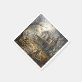 ハロウィーン幽霊のよく出るヴィンテージハウスゾンビ スタンダードカクテルナプキン (角)