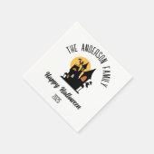 ハロウィーン幽霊のよく出る怖いハパーソナライズされたウス名 スタンダードカクテルナプキン (角)