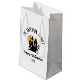 ハロウィーン幽霊のよく出る怖いハパーソナライズされたウス名 スモールペーパーバッグ (裏面アングル)