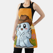 ハロウィーン幽霊の可愛いカウボーイおもしろい エプロン (インサイチュ)
