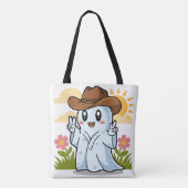 ハロウィーン幽霊の可愛いカウボーイおもしろい トートバッグ (裏面)