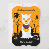 ハロウィーン幽霊の犬の子供はトリックや治療に行く 招待状 (正面)