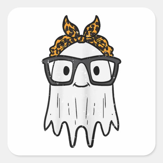 ハロウィーン幽霊めがねかわいい スクエアシール (正面)