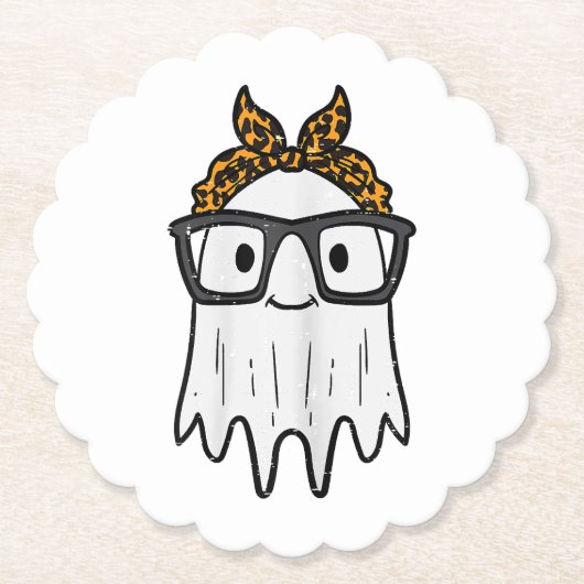 ハロウィーン幽霊めがねかわいい ペーパーコースター (正面)