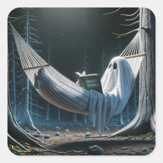 ハロウィーン幽霊インアハムモック スクエアシール (正面)