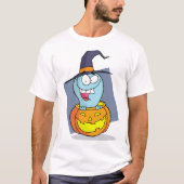 ハロウィーン幽霊インパンプキン不気味ウィッチ Tシャツ (正面)