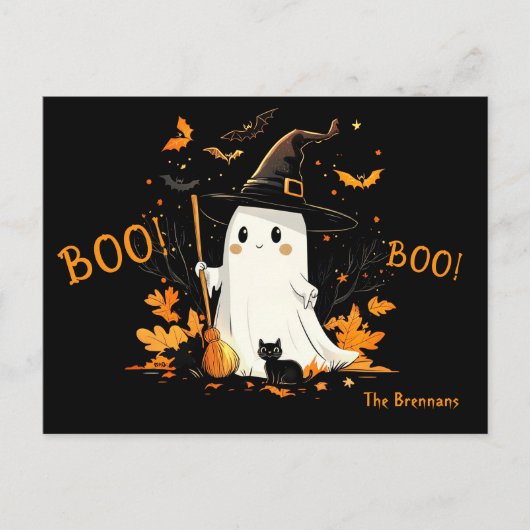 ハロウィーン幽霊ウィッチオクターグリーティング シーズンポストカード (正面)