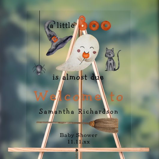 ハロウィーン幽霊ウェルカムベビーシャワー アクリルサイン (ニュートラル)