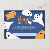 ハロウィーン幽霊オレンジ色おむつラッフルベビーシャワー エンクロージャーカード (正面)