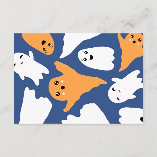 ハロウィーン幽霊オレンジ色おむつラッフルベビーシャワー エンクロージャーカード (裏面)