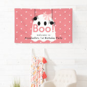 ハロウィーン幽霊ガールピンクリボン誕生日へようこそ 横断幕 (インサイチュ)