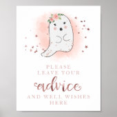 ハロウィーン幽霊ガールベビーシャワーアドバイスサイン ポスター (正面)