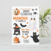 ハロウィーン幽霊キャッツキッズウォーター誕生日 招待状 (スタンド正面)