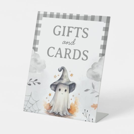 ハロウィーン幽霊ギフト及びカードテーブル看板 台座サイン (正面)