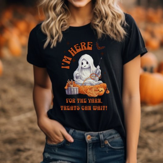 ハロウィーン幽霊クロシェ編み物糸おもしろい Tシャツ