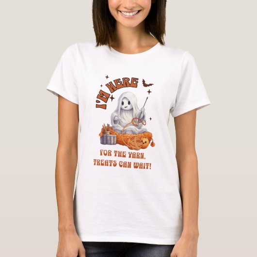 ハロウィーン幽霊クロシェ編み物糸おもしろい Tシャツ (正面)