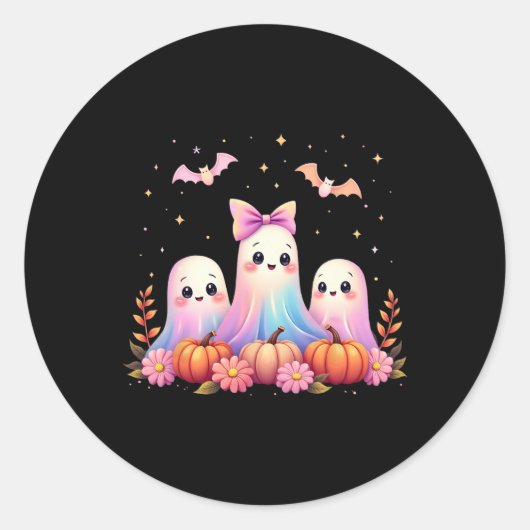 ハロウィーン幽霊コケットボウ秋パンプキ不気味ンS ラウンドシール (正面)