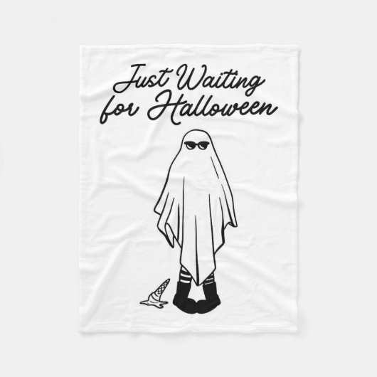 ハロウィーン幽霊サマー不気味ハルを待つ フリースブランケット (正面)