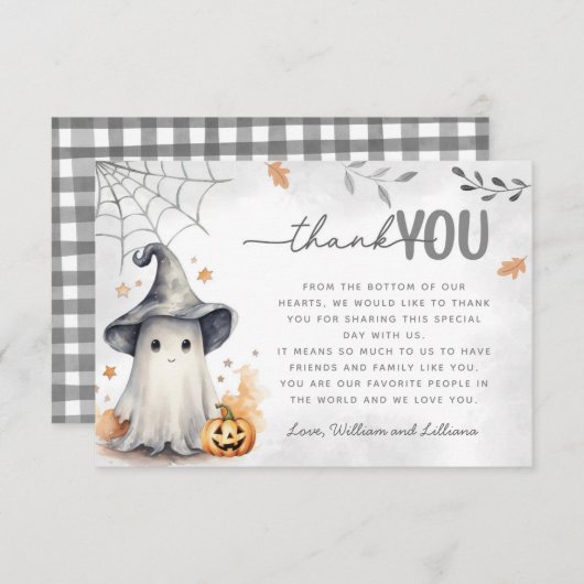 ハロウィーン幽霊サンキューカード エンクロージャーカード (正面/裏面)