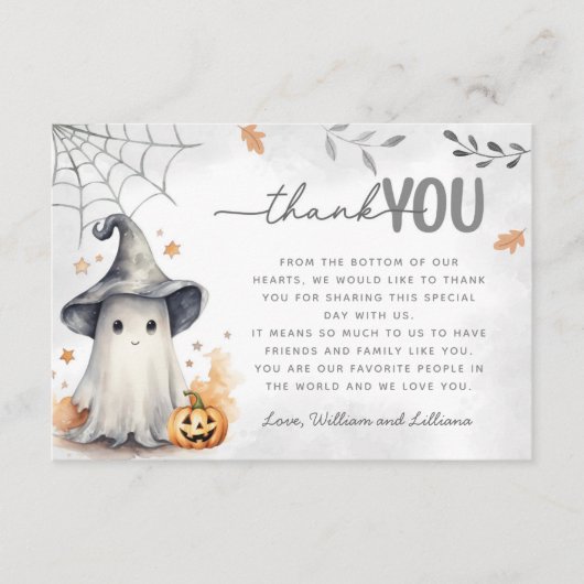 ハロウィーン幽霊サンキューカード エンクロージャーカード (正面)