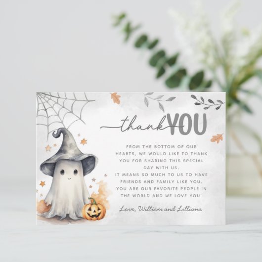 ハロウィーン幽霊サンキューカード エンクロージャーカード (スタンド正面)